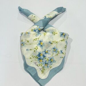 Handkerchief VTG Ralph Lauren Scarf Women Floral Blue Cotton Pocket Square 20”